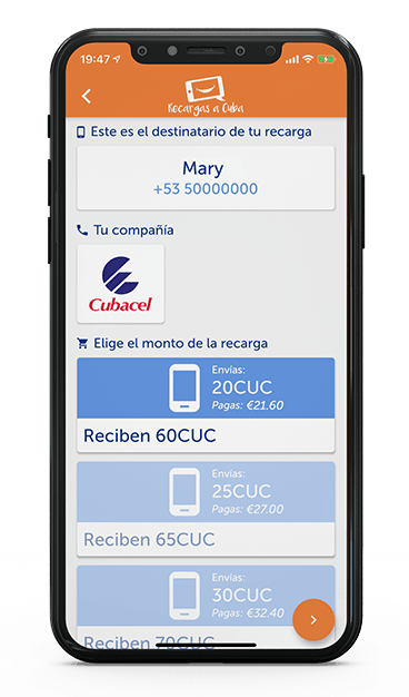 Recargas a Cuba